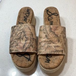 Sam Edelman Tan Floral Espadrille Slide Sandals